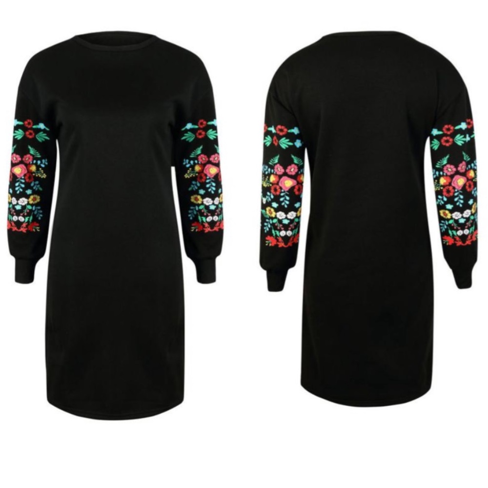 Black floral printed tunic- Dress - Picture 2 of 3